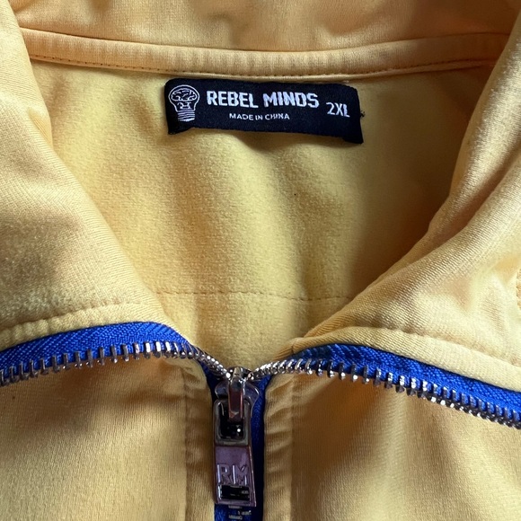 Rebel Minds Men’s Color-block Blue Red Yellow Front Full Zip Jacket - Size 2XL - Picture 5 of 10